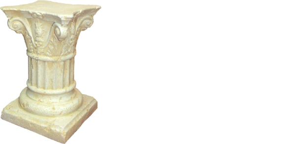 Design floor stand in antique greek corinthian column style with natural obsolescence imitation 54cm height, model - 1643