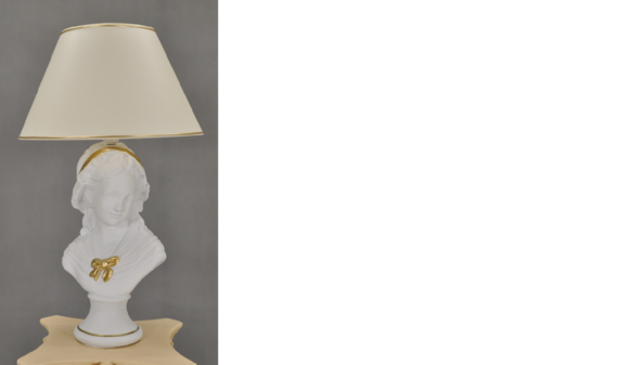 Design of young lady form shade table lamp made of stucco/acrylic material, 65,5 cm high