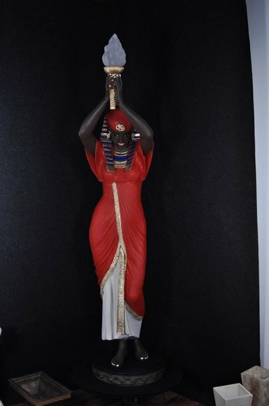 Floor lamp in ancient egyptian woman sculpture style made of acrylic deco-figure
