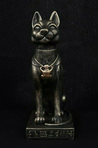 Egyptian cat decoration sculpture deco-figure statue with hieroglyphs, PG2801x395