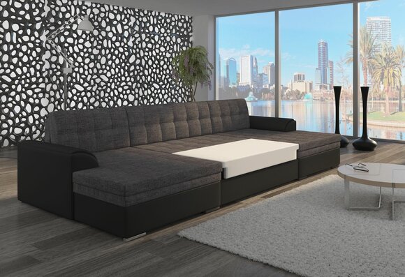 Classic Design Corner Sofa Vento Bed Function Couch Leather Upholstery Textile Sofas New