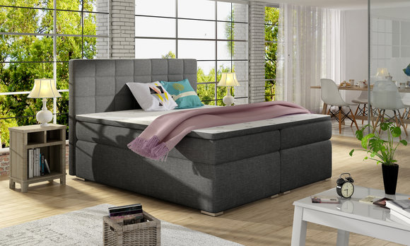 Modern style massive fabric upholstered double bed for marriage couple with stainless steel
