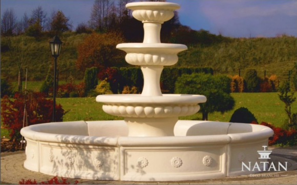 Decorative ornamental garden fountain made of weather-resistance cement with 4-round bowls 255cm