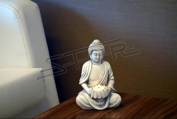 Buddha Sculpture Tea Lights Candle Stand Large Sculpture Garden Living Area 21cm