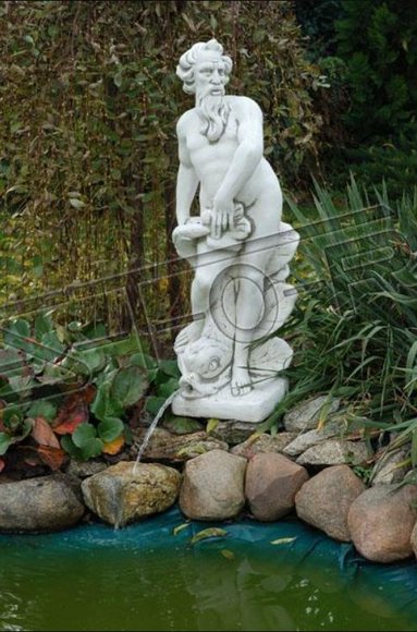 Decorative garden fountain figure for pond made of weather-resistant cement 132 cm height 297