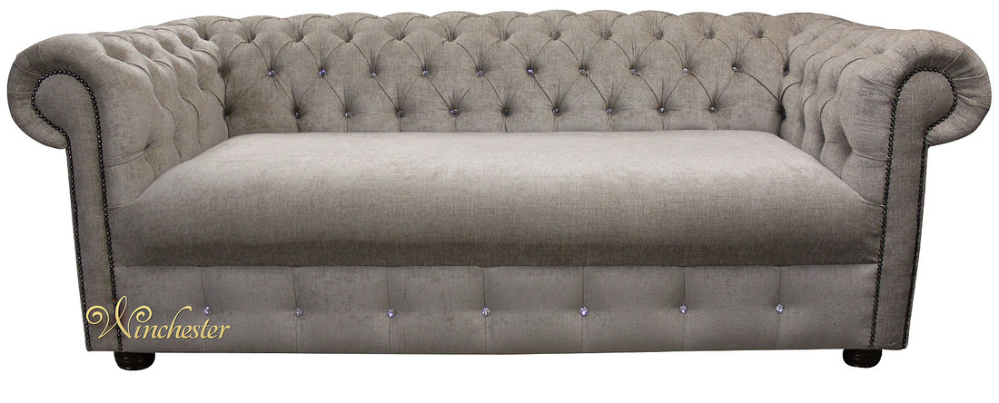 Design Light Gray Sofa 3 Seater Chesterfield Fabric Couch Sofa Upholstery Sofas New