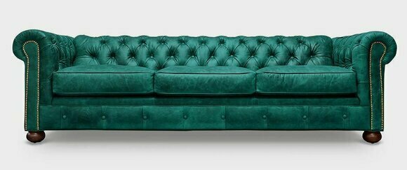 Chesterfield Sofa 3-Seater Turquoise Green Faux Leather Upholstery Comfortable Wooden Feet Couch