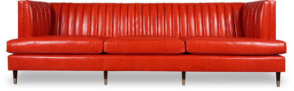 Chesterfield Sofa 3-Seater Orange Red Faux Leather Luxurious Design With Cushions New