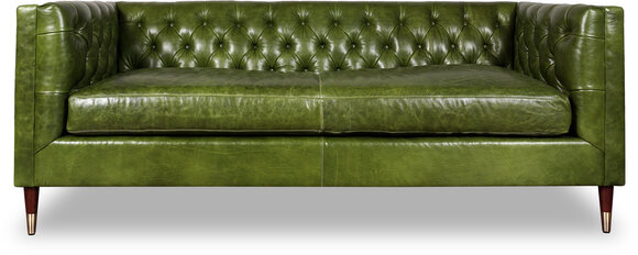 Modern Sofa 3-Seater Chesterfield Faux Leather Couch Green With Buttons Amazing Minimalistic Design New