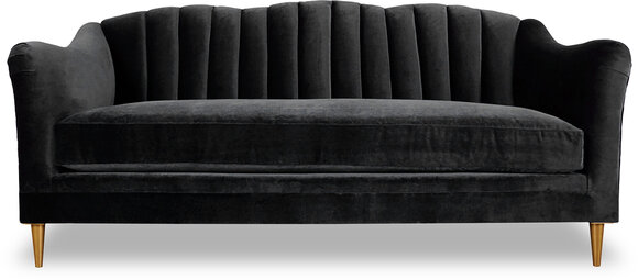 Modern 3-seater fabric sofa Black designer sofa with upholstery