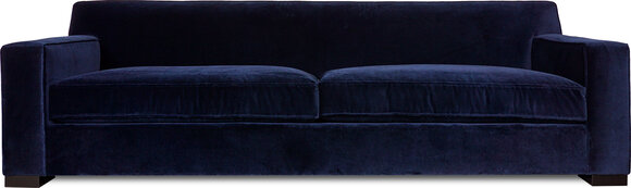 Chesterfield Velvet Sofa 3 Seater Design Dark Blue Couch Fabric Upholstery Textile New