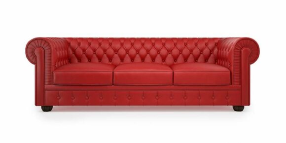 XXL sofa 3 seater couch Chesterfield upholstery seat set leather red textile