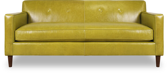 Modern Style Sofa 3-Seater Yellow Faux Leather Upholstery Premium Comfort Living Room Couch