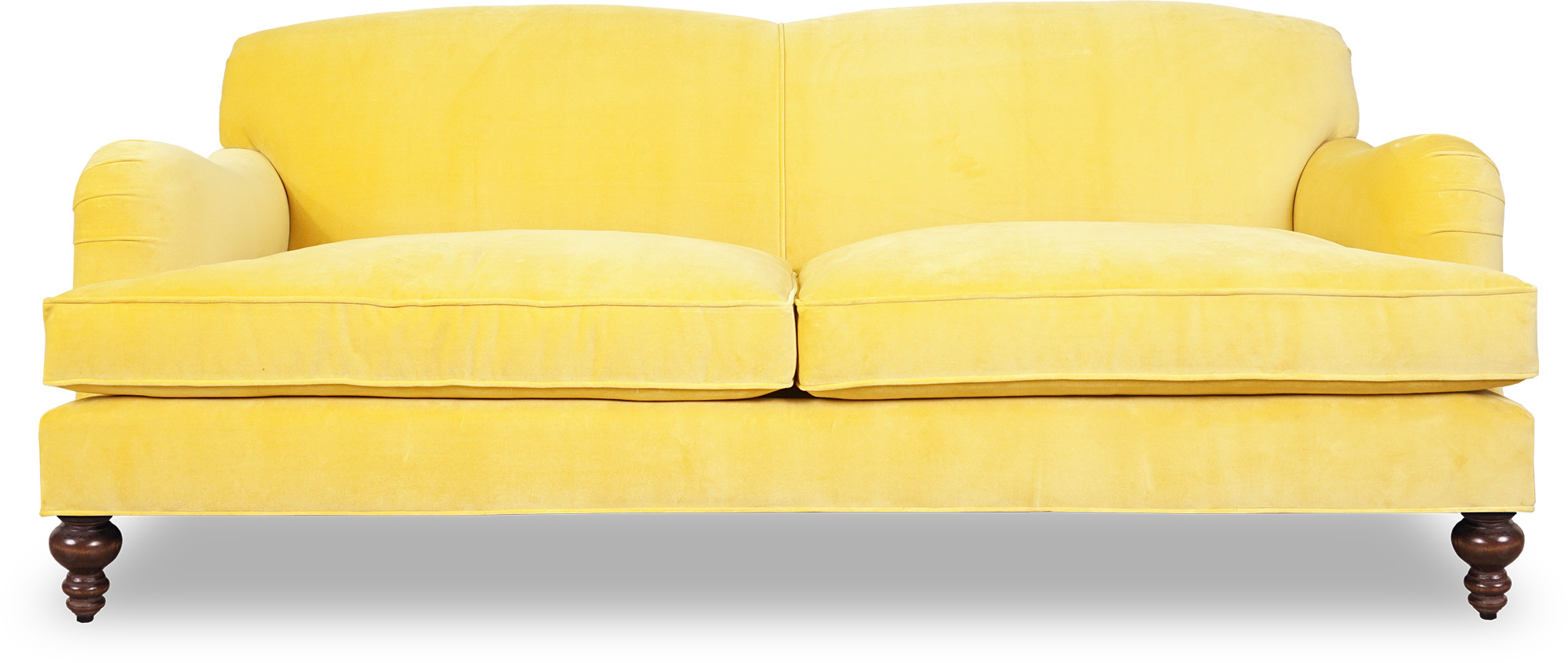 Modern Sofa 3-Seater Yellow Textile Fabric With Cushions Bright Design Comfortable Soft