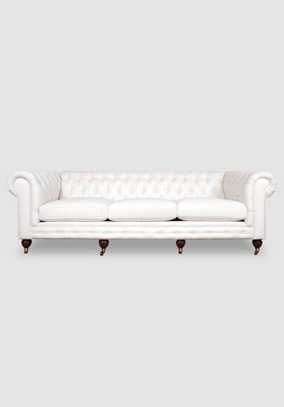 Chesterfield XXL Sofa 4-Seater White Faux Leather Comfortable Couch Living Room Sofa New