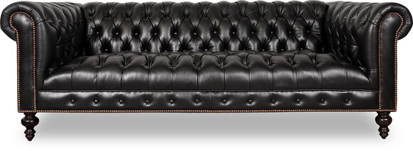 Classic Sofa 3-Seater Chesterfield with Buttons Black Faux Leather Comfortable Couch New