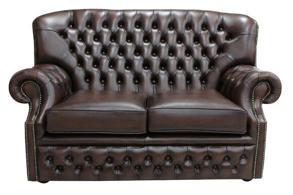 Premium Chesterfield Sofa 2-Seater Dark Brown Faux Leather Comfortable Loveseat Couch With Buttons New