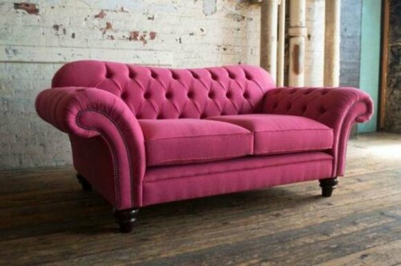 Luxury 2 seater couch upholstery sofa textile fabric couches set Chesterfield new