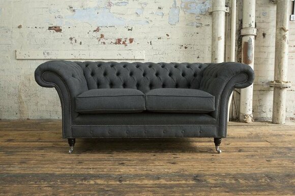 Luxury 2 seater couch upholstery sofa textile fabric couches Chesterfield set new