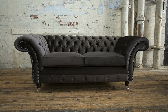 Elegant design velvet Chesterfield couch textile fabric sofa designer 2 seater furniture