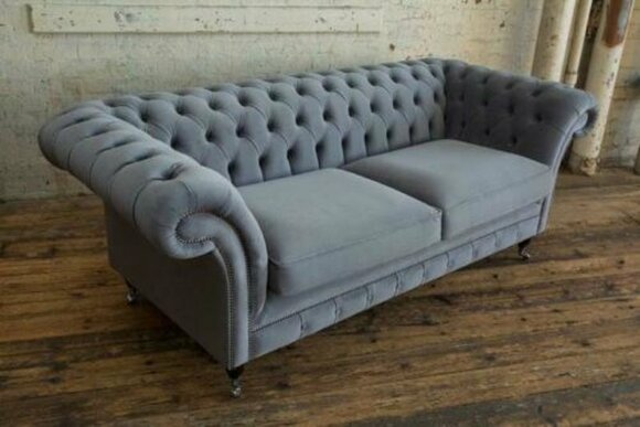 Chesterfield couch textile fabric designer sofa furniture noble design 3 seater velvet