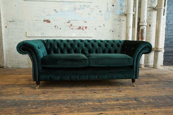 Noble unusual Chesterfield couch velvet textile fabric designer couches furniture