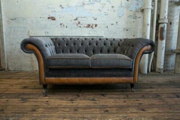 Luxury 2 seater couch upholstery sofa textile fabric Chesterfield set new couches