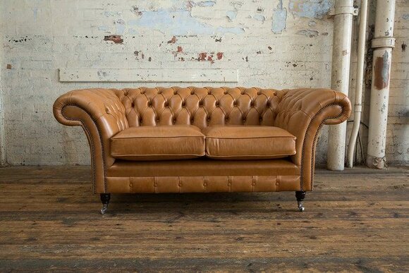 Luxury 2 seater couch upholstery sofa textile fabric Chesterfield couches set new