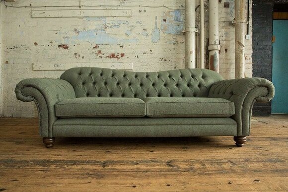 Chesterfield Sofa 4-Seater XXL Modern Textile Couch Upholstered Comfortable Green