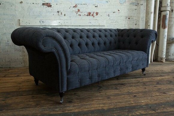 Chesterfield 3 Seater Couch Upholstery Seat Textile Fabric Leather Couches Sofa Sofas