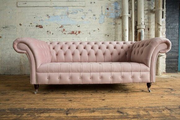 Pink Designer Sofa Couch Upholstery XXL 3 Seater Big Sofas Couches Textile Leather