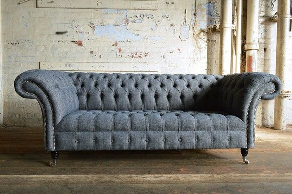 Noble luxury fabric couch Chesterfield fabric sofa upholstery Lehn 3 seater couches new