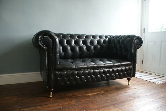 High-quality designer textile fabric sofa couch Chesterfield velvet leather upholstery 2-seater