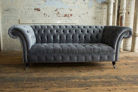 Chesterfield Big Textile Design Living Room Couch Sofa Upholstery 3 Seat Leather #120