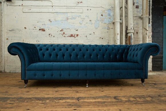 Chesterfield Big Textile Design Living Room Couch Sofa Upholstery 4 Seat Leather #114