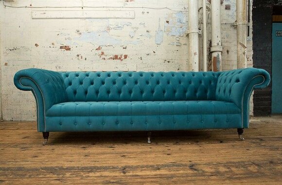 Chesterfield Big Textile Design Living Room Couch Sofa Upholstery 4 Seat Leather #113