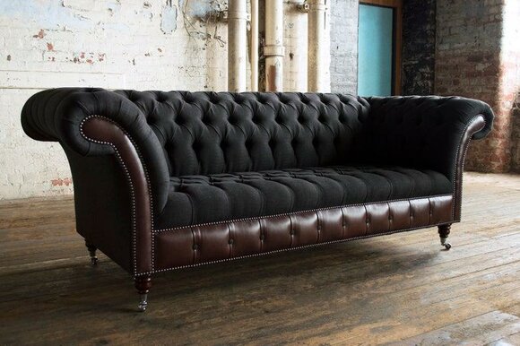 Classic luxury baroque rococo sofa couch Chesterfield sofa textile leather couch