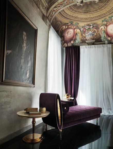 Living room velvet chaiselongue in art nouveau italian furniture arredoclassic™