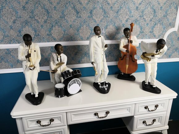 5x Designer Set Figure Sculptures Statues Musicians XXL Big Figures Statue Jazz New