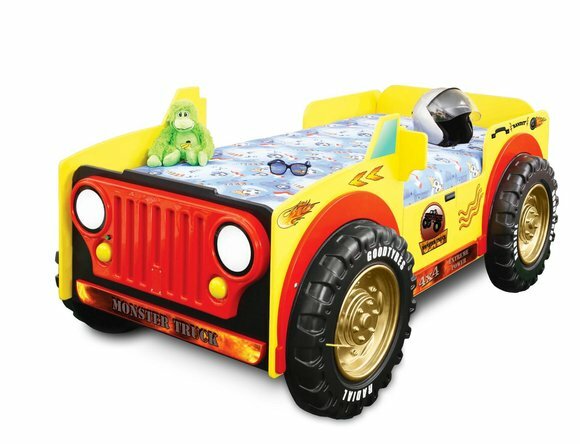 Bedroom Cot Beds Children Room JEEP Car Kids Furniture + Mattress