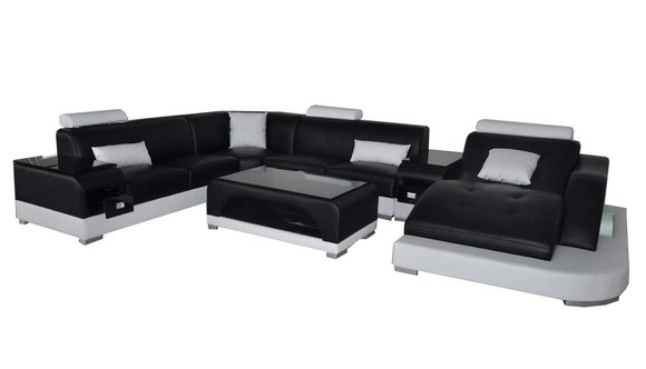 Leather Sofa Modern Seat Couch Upholstery Design Corner Couches Living Landscape + Table