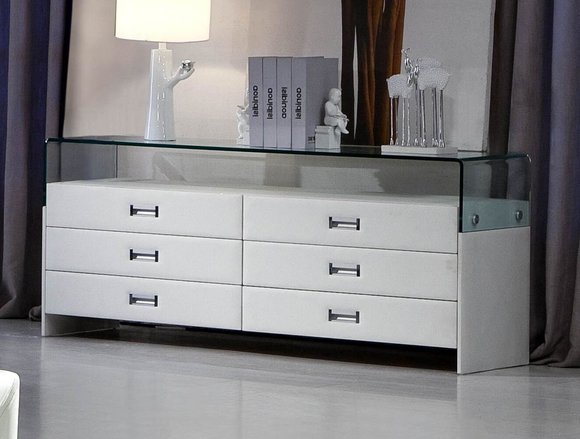 Design XXL Sideboard Glass Shelf Leather Chests of Drawers Loawboard Cabinets New