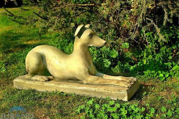 GARDEN FIGURE STONE FIGURE GARDEN SCULPTURE CAST STONE DOG 47 cm - 1585