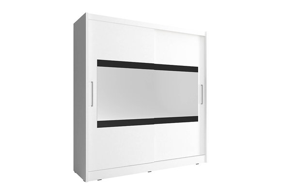 Designer massive wardrobe in modern style made of MDF with 2-sliding doors & rectangular mirror 200cm model MAJA IV