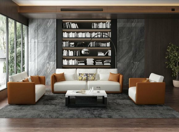 Luxury Furniture Sofa Set Couch Sofa Upholstery 3 2 1 Couches Orange Leather Designer