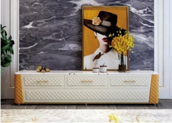 Sideboard TV Lowboard RTV XXL Cabinet Table Living Room Wood Marble Imitation New