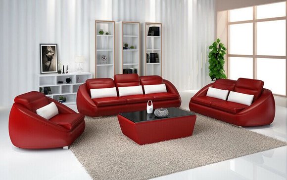 Luxury Furniture Sofa Set Couch Sofa Cushion 3+2 Red Seat Cushion Group Set