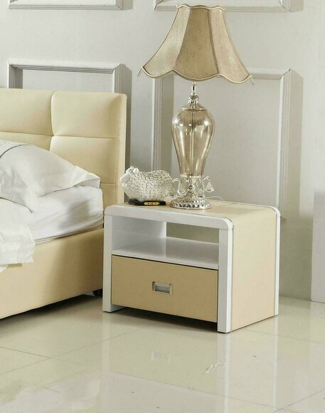 Modern style designer bedside table with a shelf & a sliding drawer for bedroom area