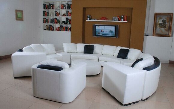 Living Landscape Round Corner Sofa Leather Round Couch Set Sofa Couch Corner + Armchair