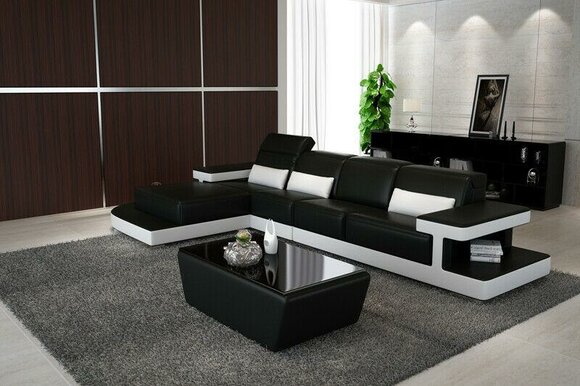 Leather Modern Couch Living Landscape Leather Sofa Set Sofa L Shape Furniture New